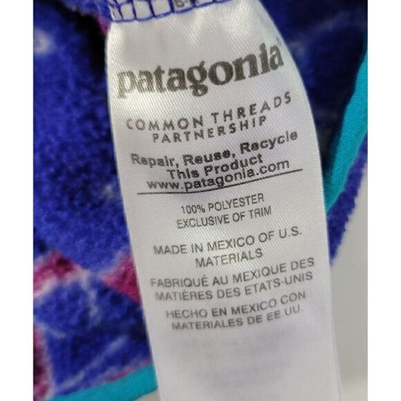 Patagonia Synchilla Pullover Jacket Womens Small Snap T Moon Owl Blue Fleece GUC - Picture 11 of 16